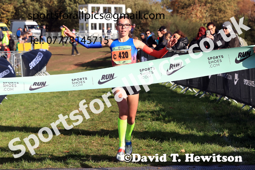 Girls Under-13s 2025 National Cross Country Relays, Berry Hill Park, Mansfield. Photo: David T. Hewitson/Sports for All Pics